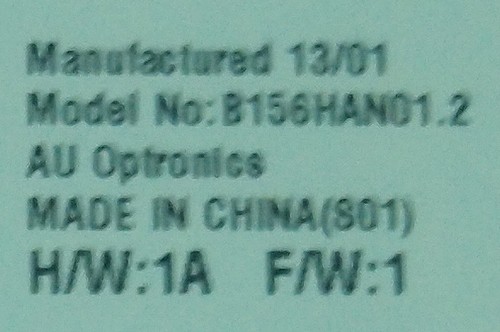 AU Optronics Model No:B156HAN01.2